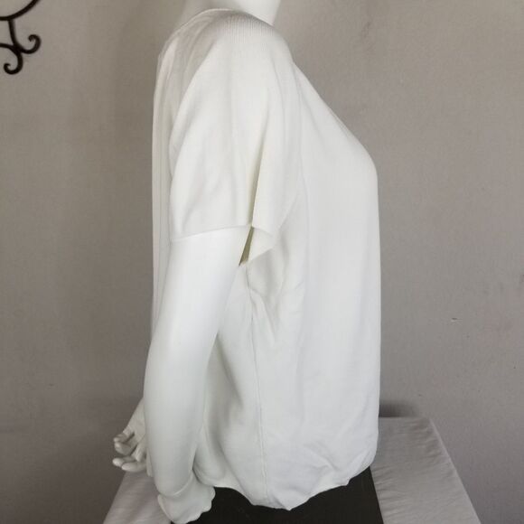 Coldwater Creek Short Sleeve‎ Ribbed White Blouse - Picture 2 of 8